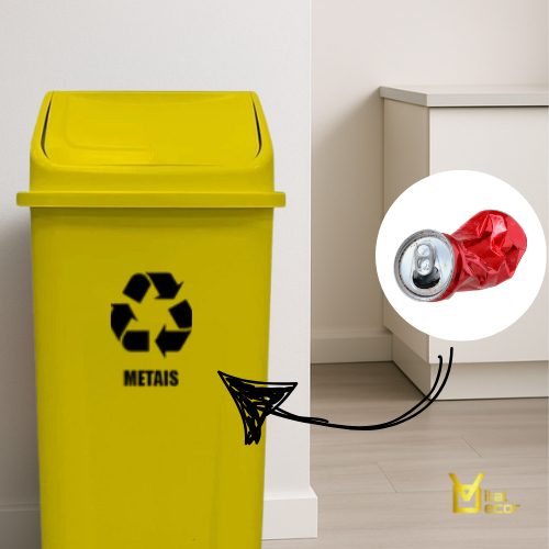 Lixeira Amarela 60L para Metais | Coleta Seletiva 