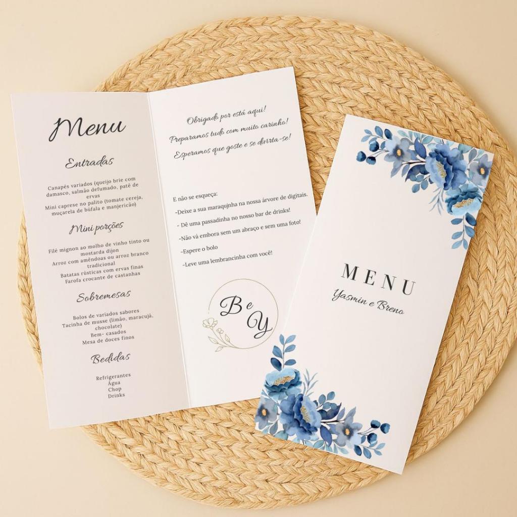 Menu/ Cardápio / Cartão de Agradecimentos Para Casamentos, Aniversários e Eventos Impressão apenas u