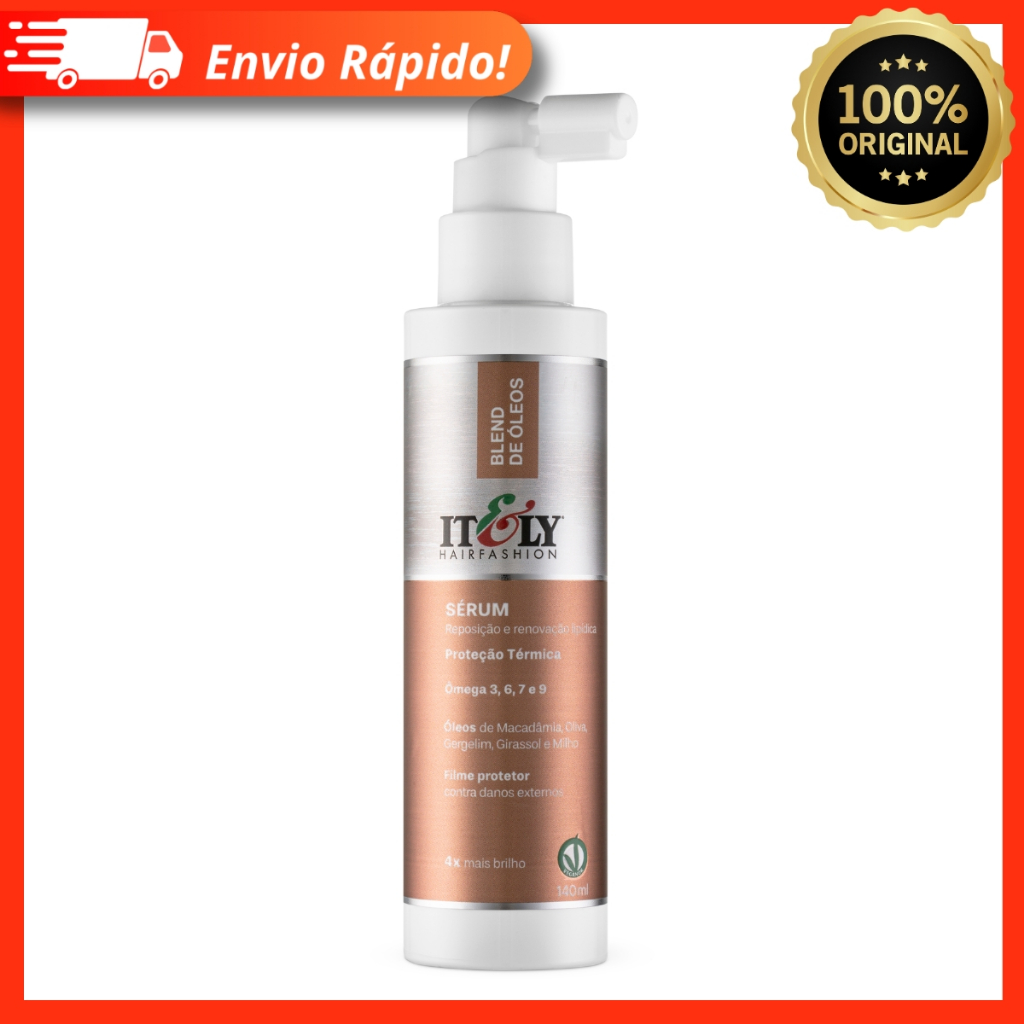 Sérum Itely Blend De Óleos 140ml – 4x Mais Brilho e Contra Danos Externos – Vegano