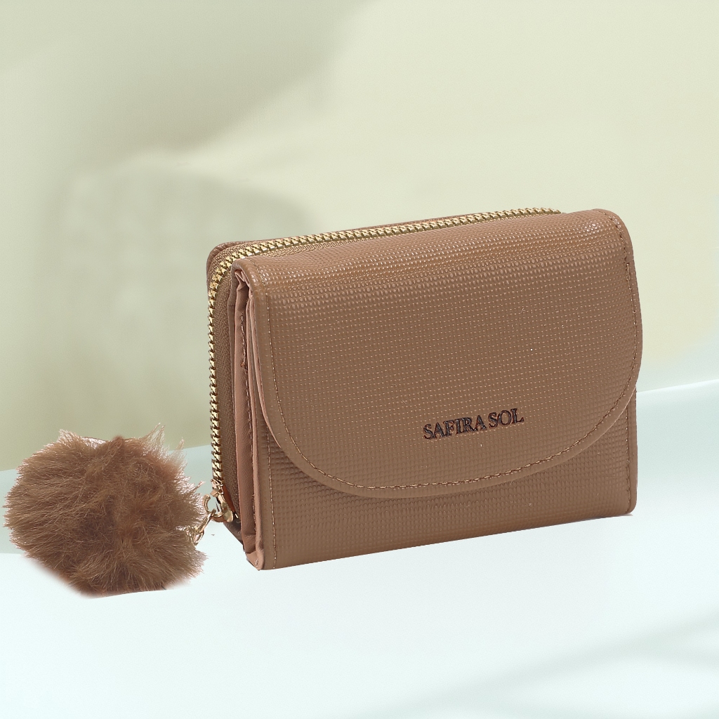 Carteira Pequena Feminina Couro Multi-Cartão Com Três Dobras LJ098