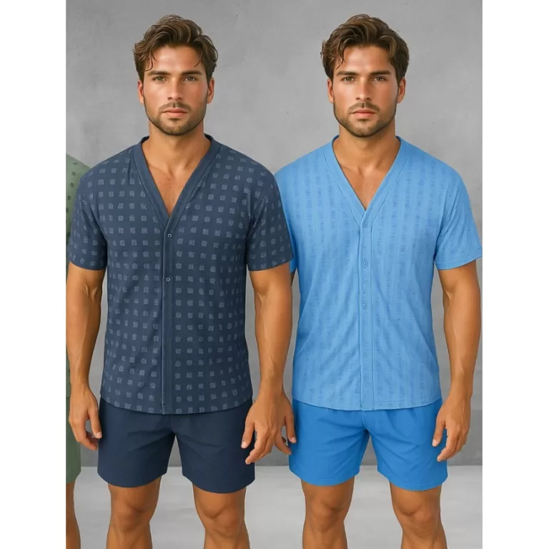 Kit 2 Pijamas Masculino Aberto Com Boõtes Manga S