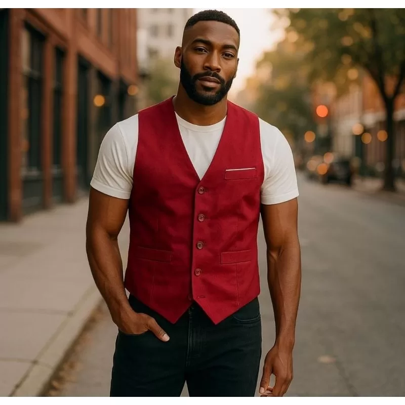 Colete vermelho unisex elegante