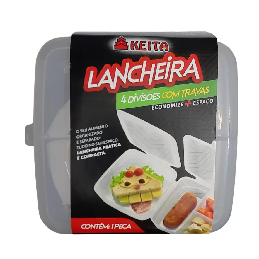 Lancheira Dupla Com Divisórias Plástico Keita  – Pronta Entrega – Envio Rápido