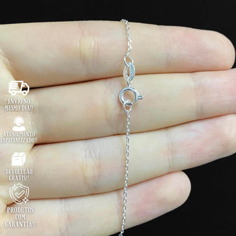 Pulseira Delicada  Cadeado 1,2mm Banhada a Prata