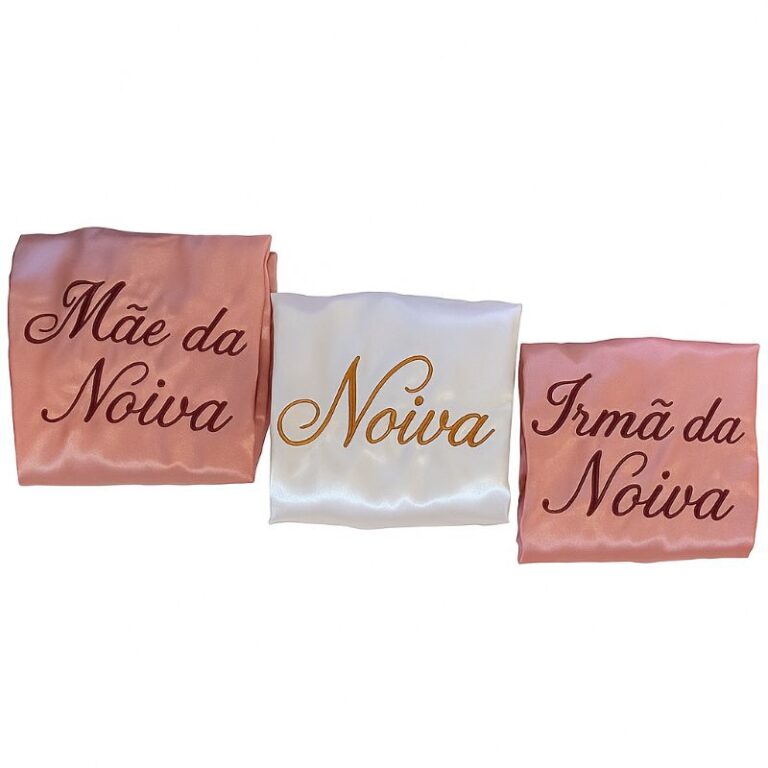 kit 3 robes bordados noiva mãe da noiva madrinha 