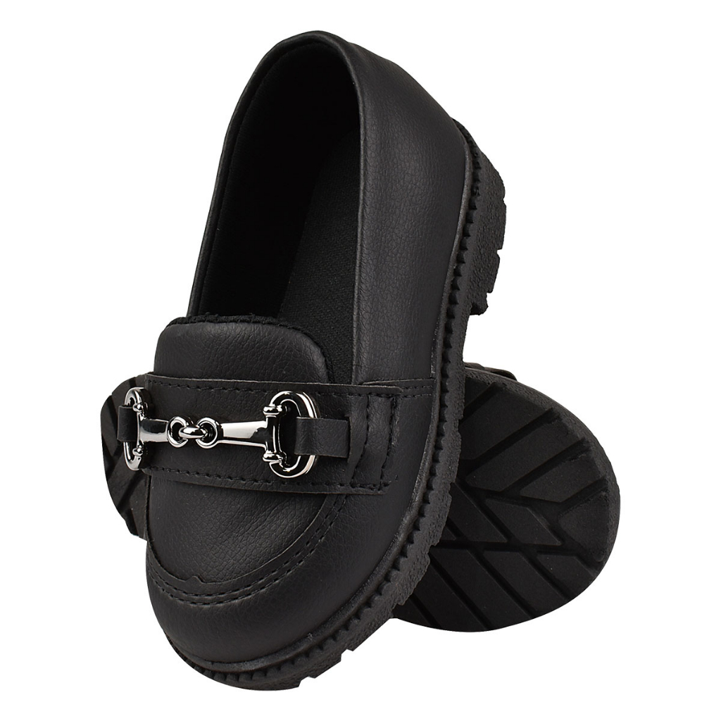 Sapatilha Mocassim Infantil Enfeite Onix Sola Tratorada Antiderrapante Para Meninas