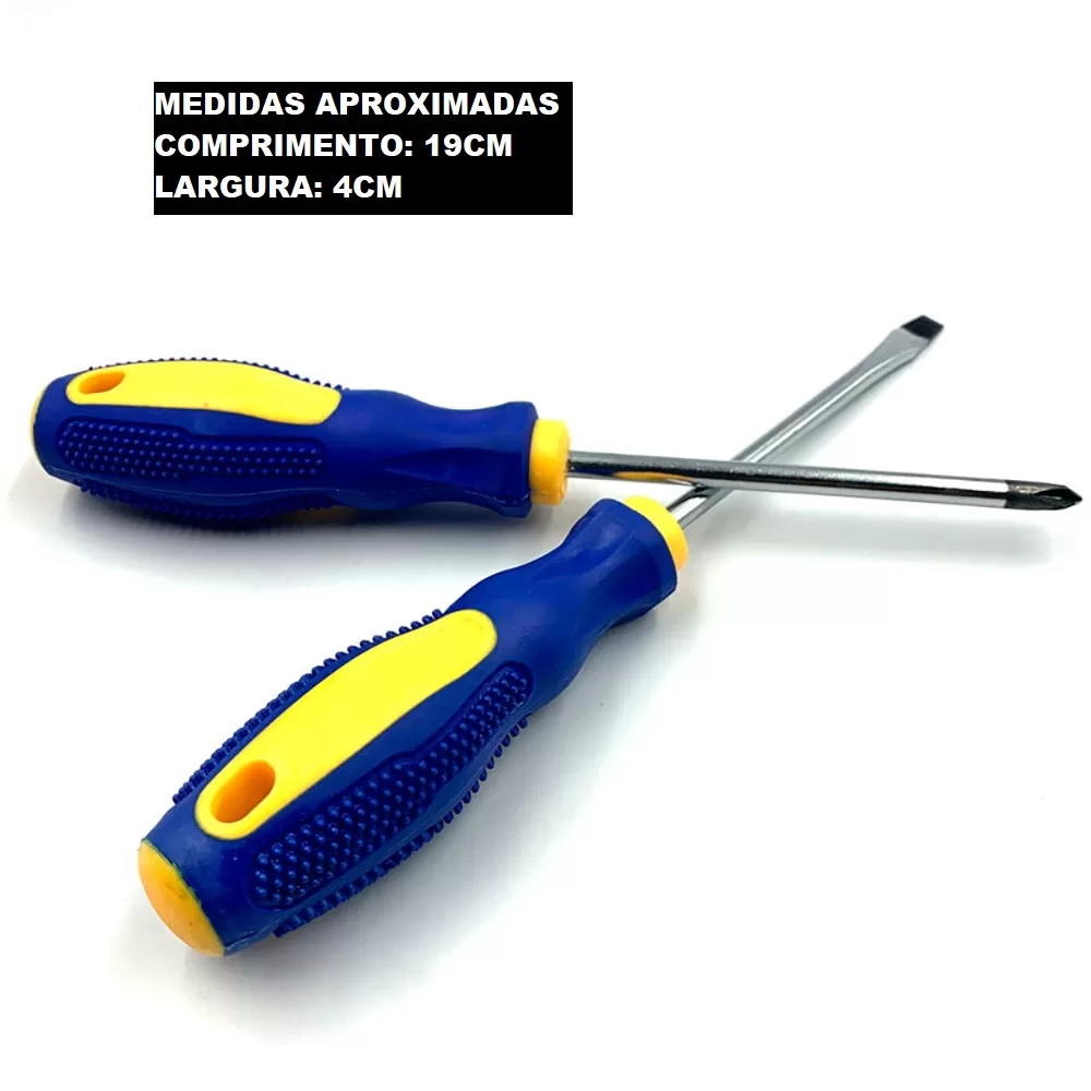 Chave Chaves De Fenda Ou Philips Pontas Magnética com Cabo Emborrachado Profissional