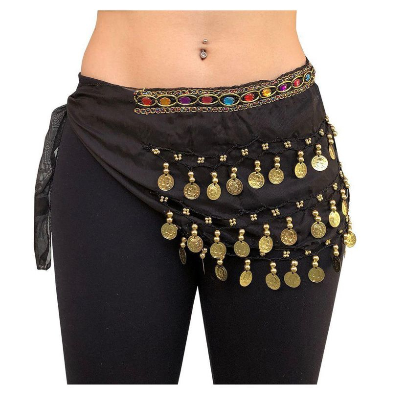 6 Lenços Quadril Moedas Para Dança Do Ventre Cigana Atacado