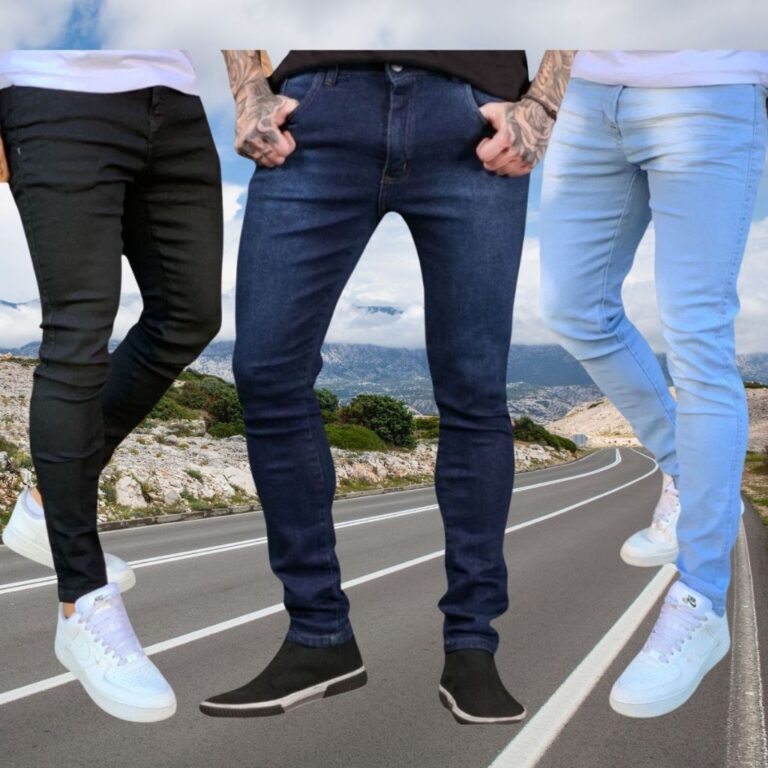 Kit 3 Jeans Masculino Zíper Lycra Jeans Stretch F