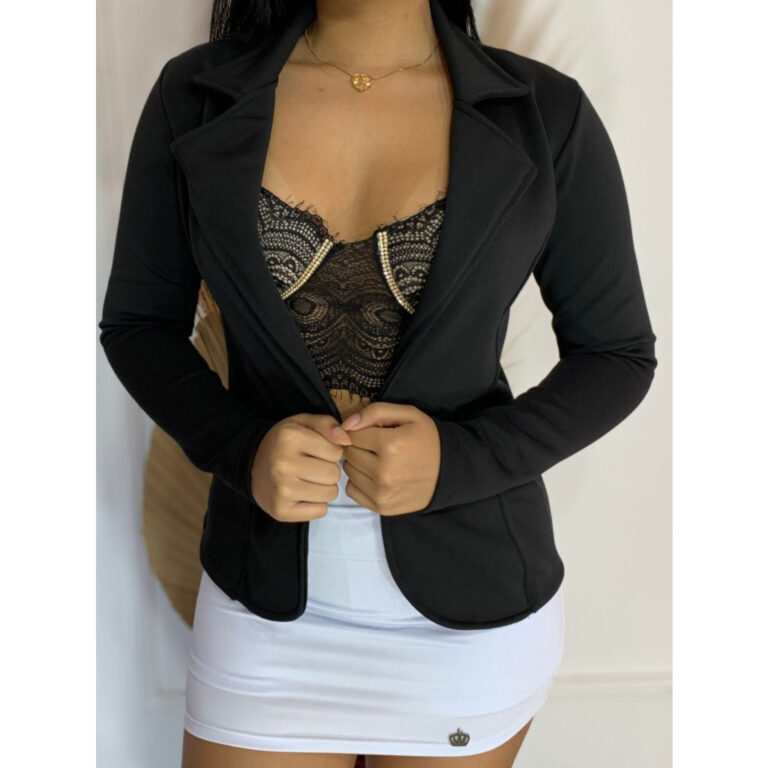 Blazer feminino neoprene, terninho slim