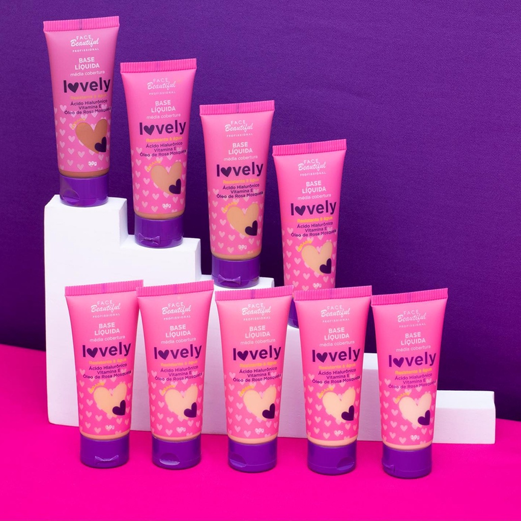 Base Líquida Média Cobertura Face Beautiful Linha Lovely 30ml