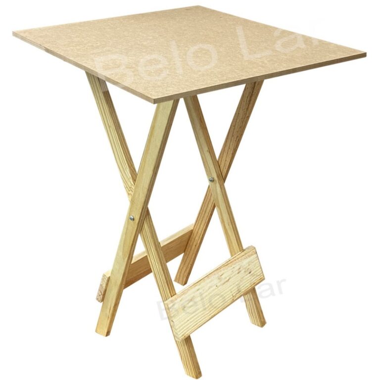 Mesa Desmontável Madeira Natural Tampo Quadrado P