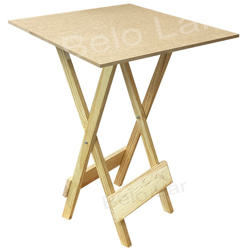 Mesa Desmontável Madeira Natural Tampo Quadrado Promoção