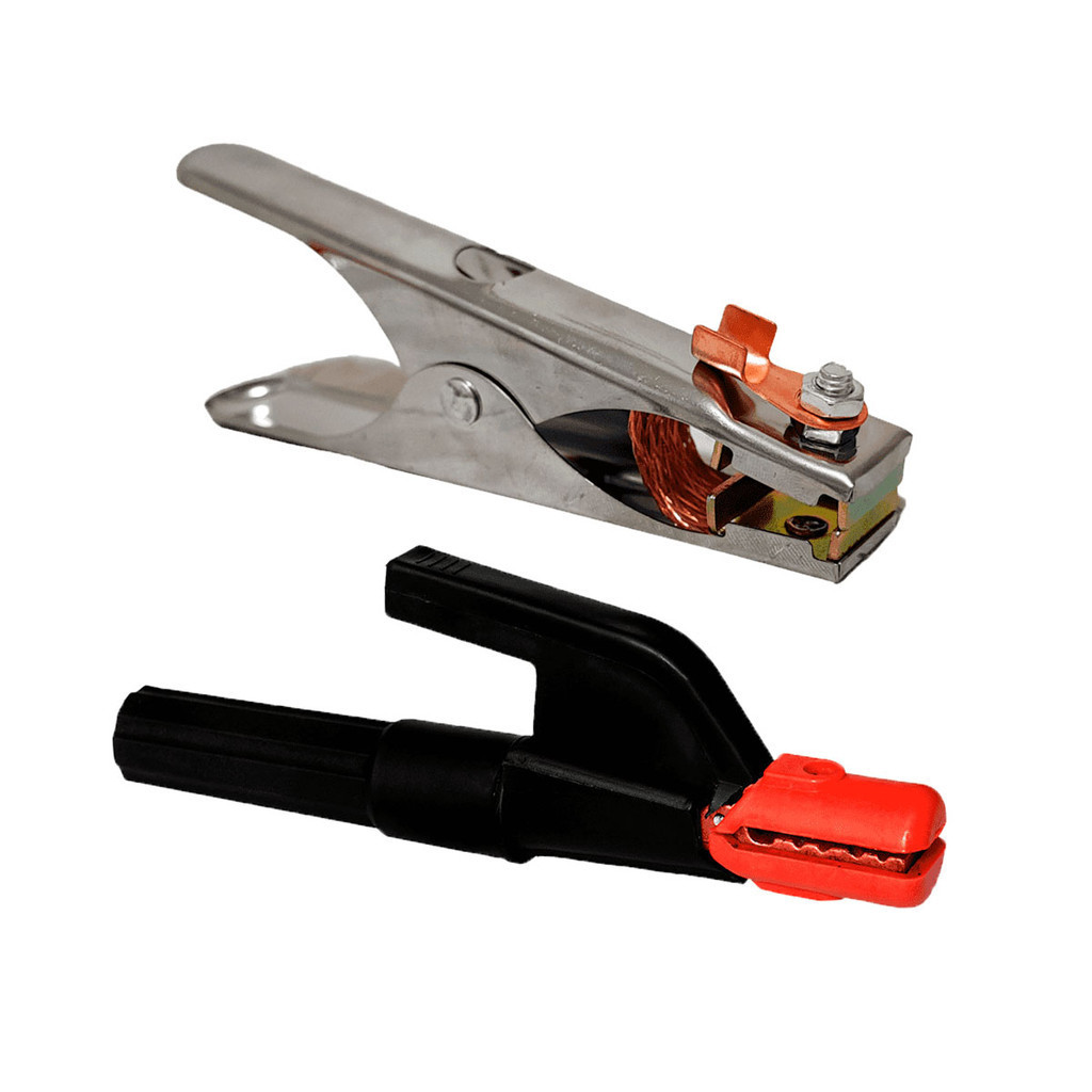 Kit Garra Negativa Grampo Terra e Porta Eletrodo Alicate Para Máquina Inversora de Solda 500a