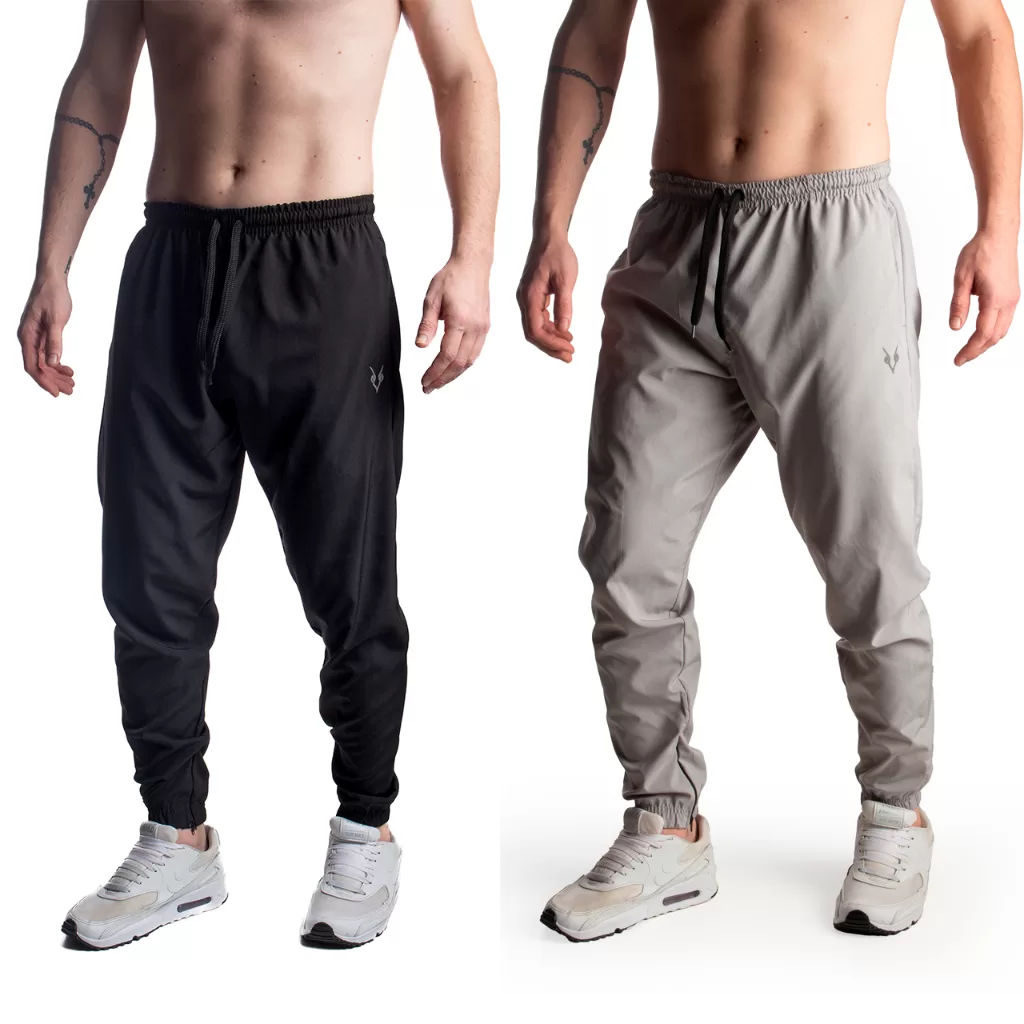 Kit 2 Calças Jogger Masculina Flexível Academia Logo Refletivo e Elástico no Punho