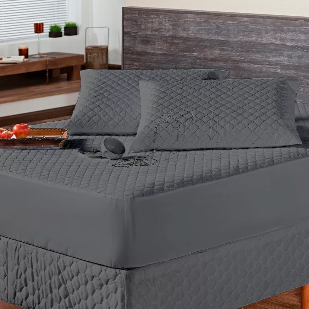 Kit Capa Para Colchão Impermeável King Matelado Com Elástico Por Toda Volta Em Várias Cores – PARISM