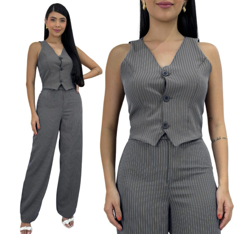 CONJUNTO ALFAIATARIA FEMINIMO COM CALÇA E COLETE 