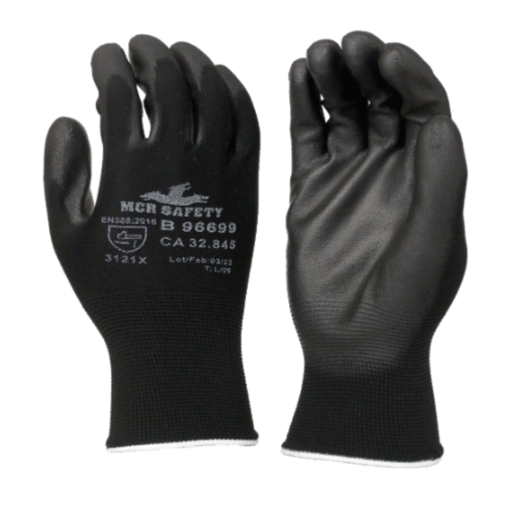 Kit 10 Pares Luva Multitato Tátil Banhada PU Black Uso Geral Mecânico Pedreiro Pintor EPI CA Proteçã
