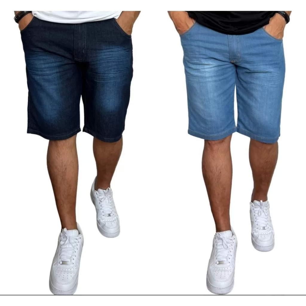 Kit 2 Bermuda Jeans PLUS SIZE Masculina Adulto Elastano Premium