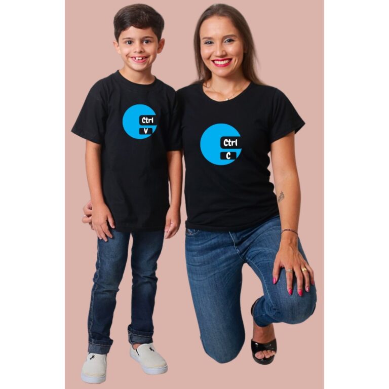 Kit Tal Mãe Tal Filho Ctrl C com 2 Camisetas Comb