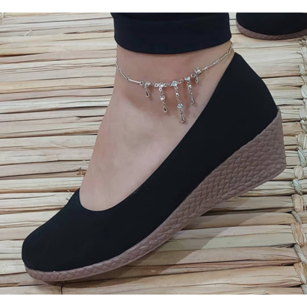 Sandália Feminina Confortável Espadrille Médio Grosso Corda  Anabela Leve Salto Casual Moda Tendenci