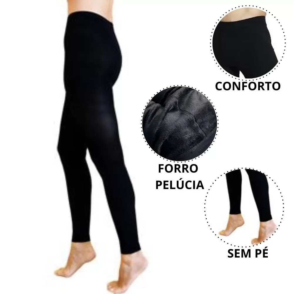 Meia Calça Térmica Masculino Forro Flanelado Peluciada Frio Sem Pé