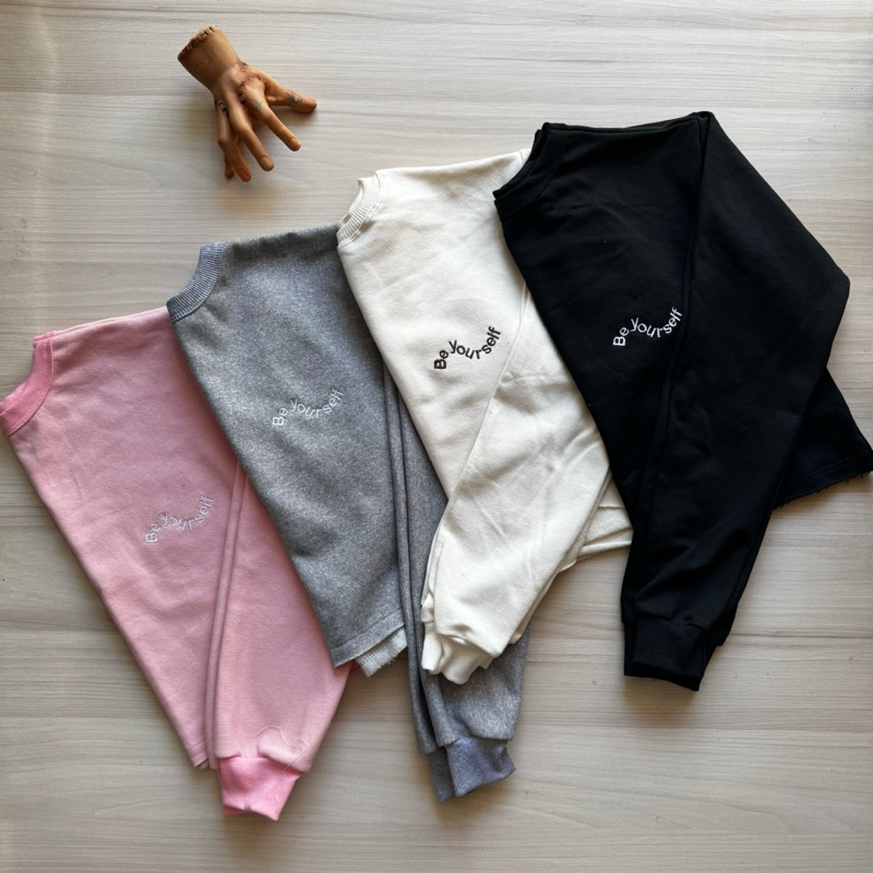 Kit 2 Blusa de Frio Feminino Cropped Moletom Bordado Felpudo Algodão Casaco Flanelado Moletom  Borda