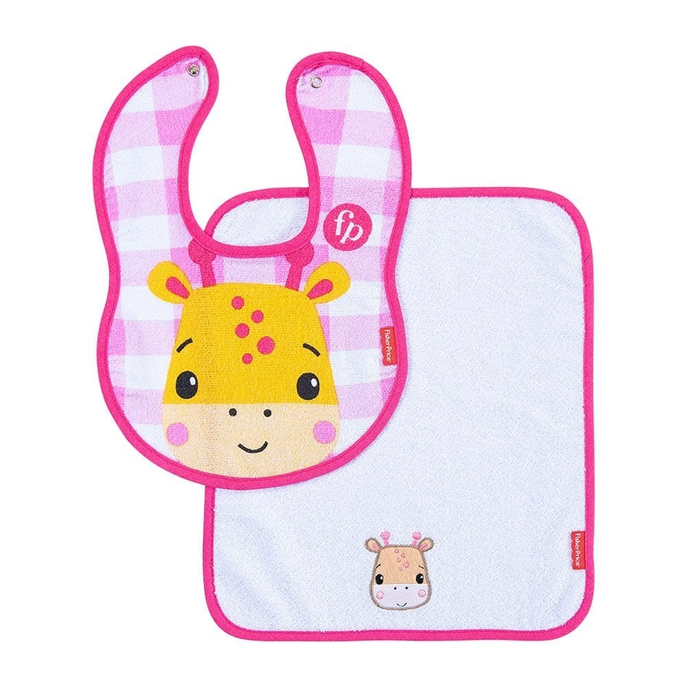 KIT PAPINHA BABADOR ANATÔMICO COM TOALHA FISHER PRICE GIRAFINHA MENINA