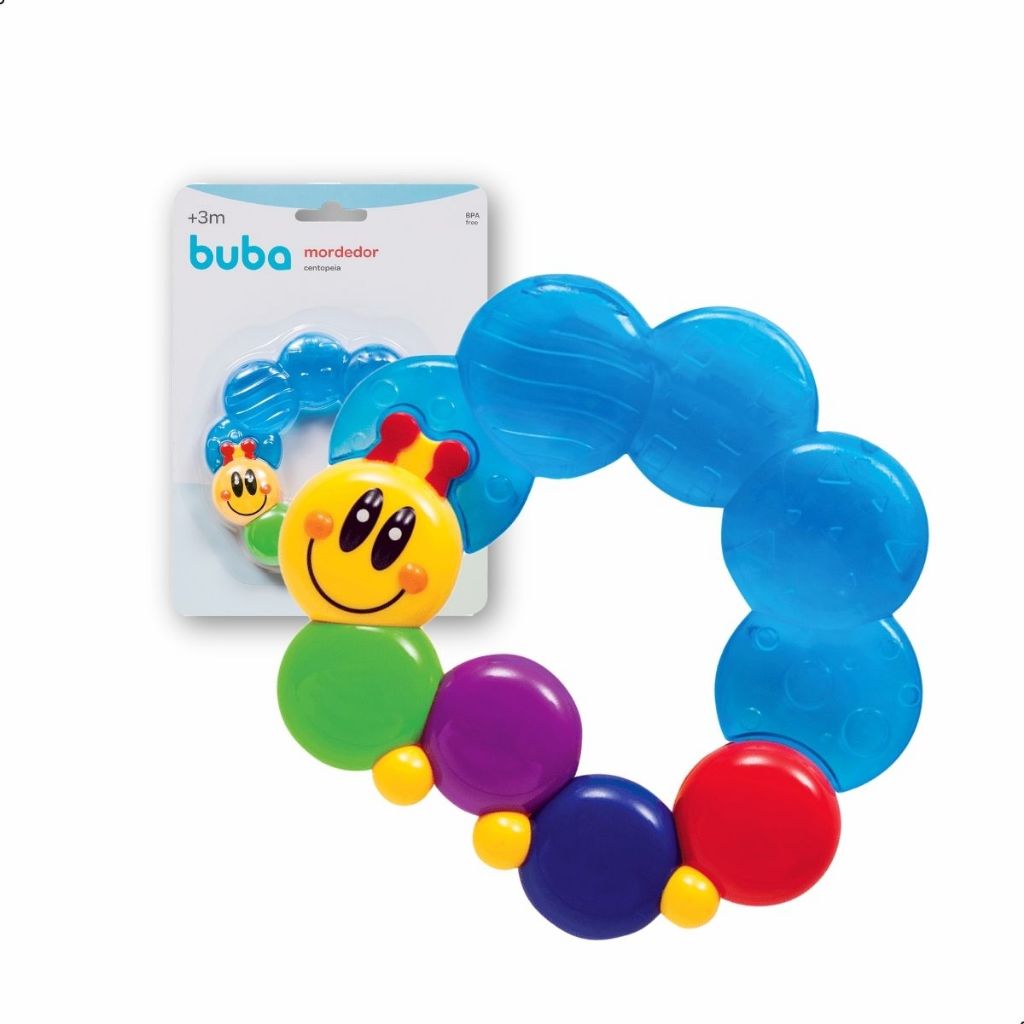 Mordedor Resfriável Centopeia Sensorial Massageador de Gengiva Buba Alívio Dentição Bebê Seguro