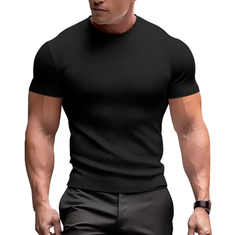 Camiseta Masculina Canelada Manga Curta Slim Premi