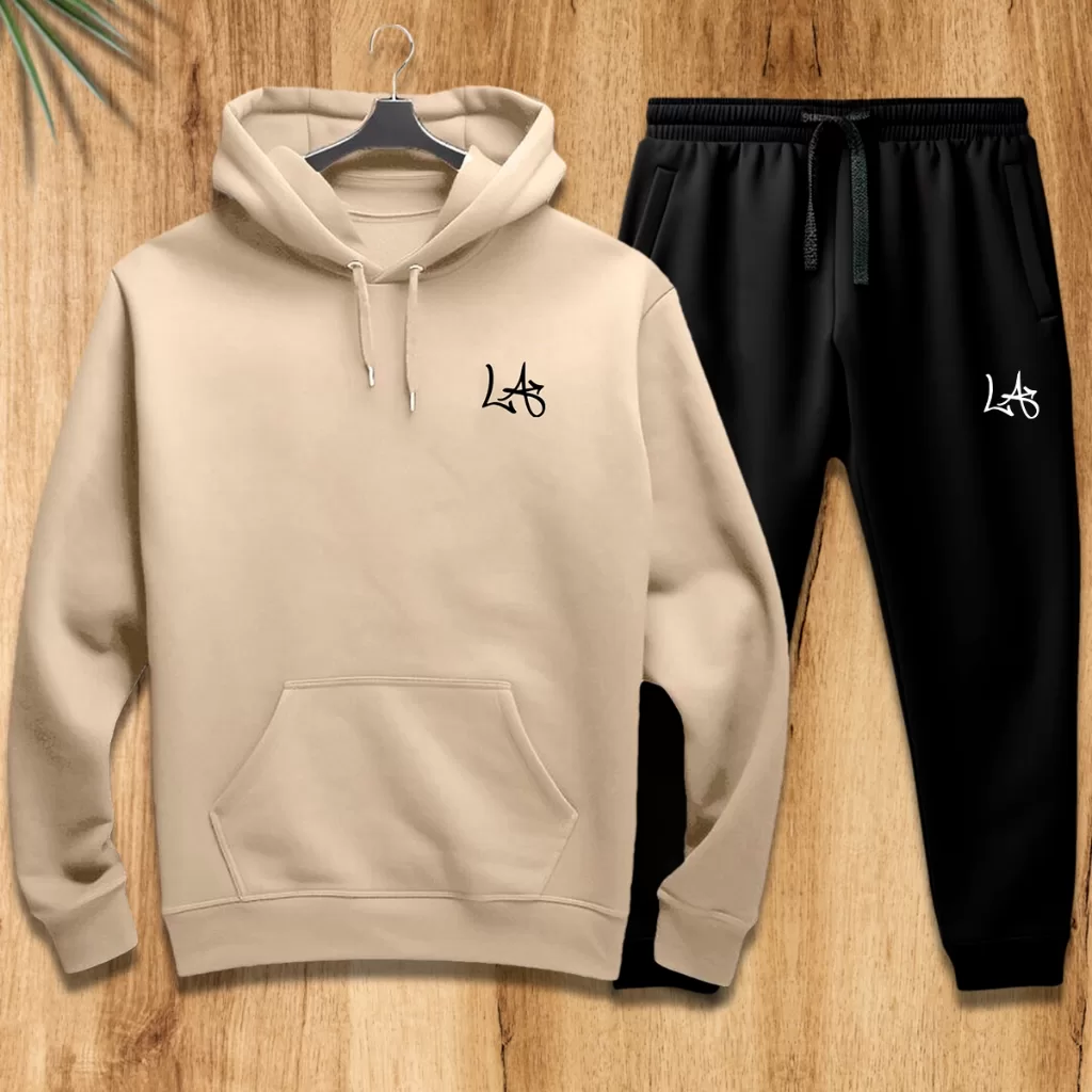 Conjunto Moletom Unissex Estampado Los Angeles Básico Calça e Blusa Com Capuz Bolso Canguru