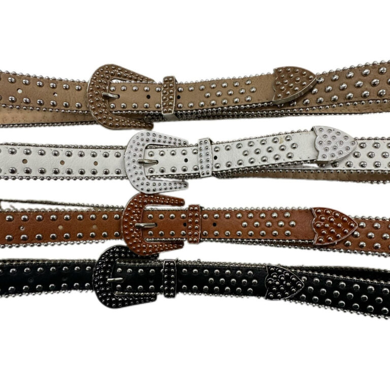 Cinto Estilo Country Unissex Detalhe Metal Bolinha