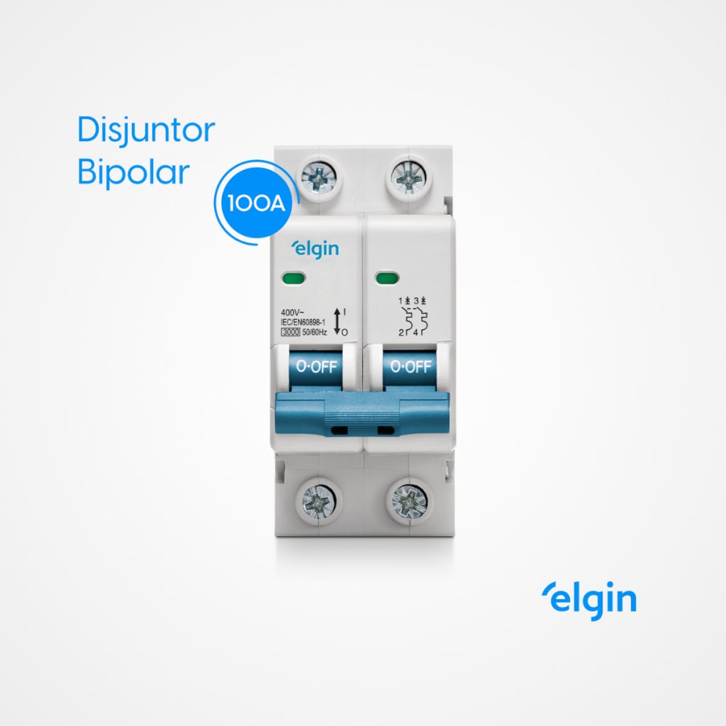 Disjuntor Bipolar 2 Polos Elgin 100a Termomagnético Curva C