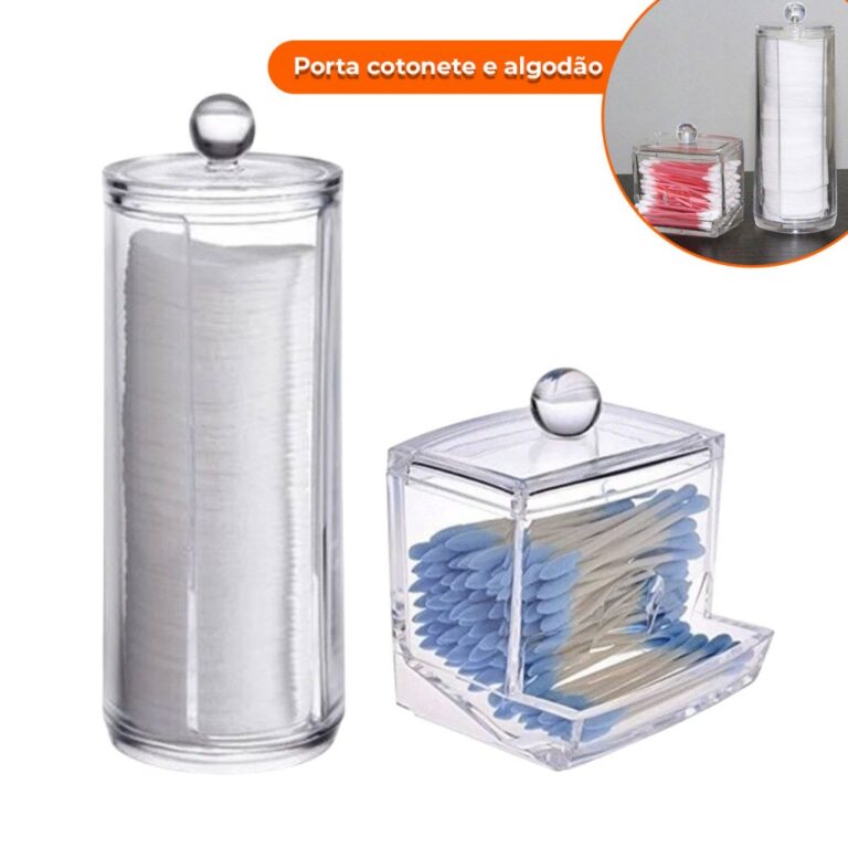 Organizador Algodão E Cotonetes Acrílico Kit Tra