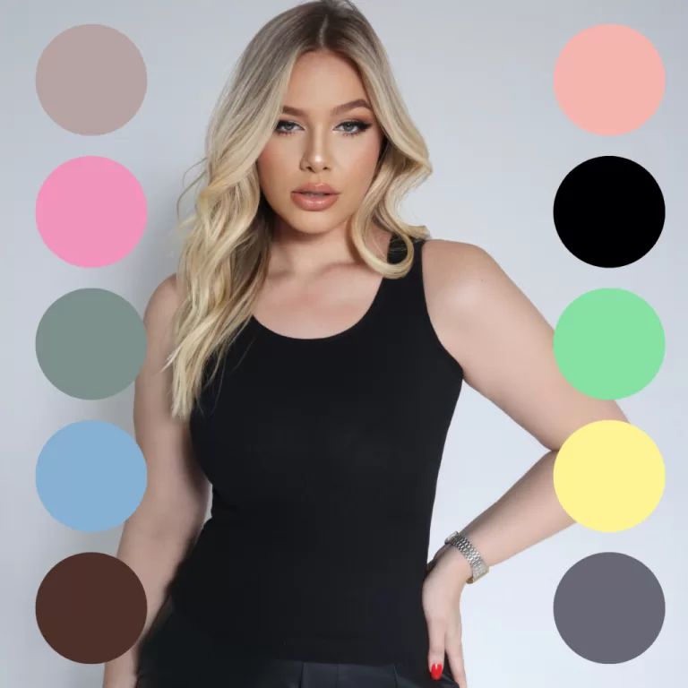 Regata Gola O Blusa Feminina Básica Slim Malha Ri