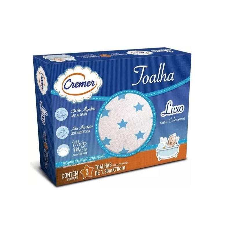 TOALHAS DE PANO ESTAMPADAS MENINO 3un – CREMER LUXO