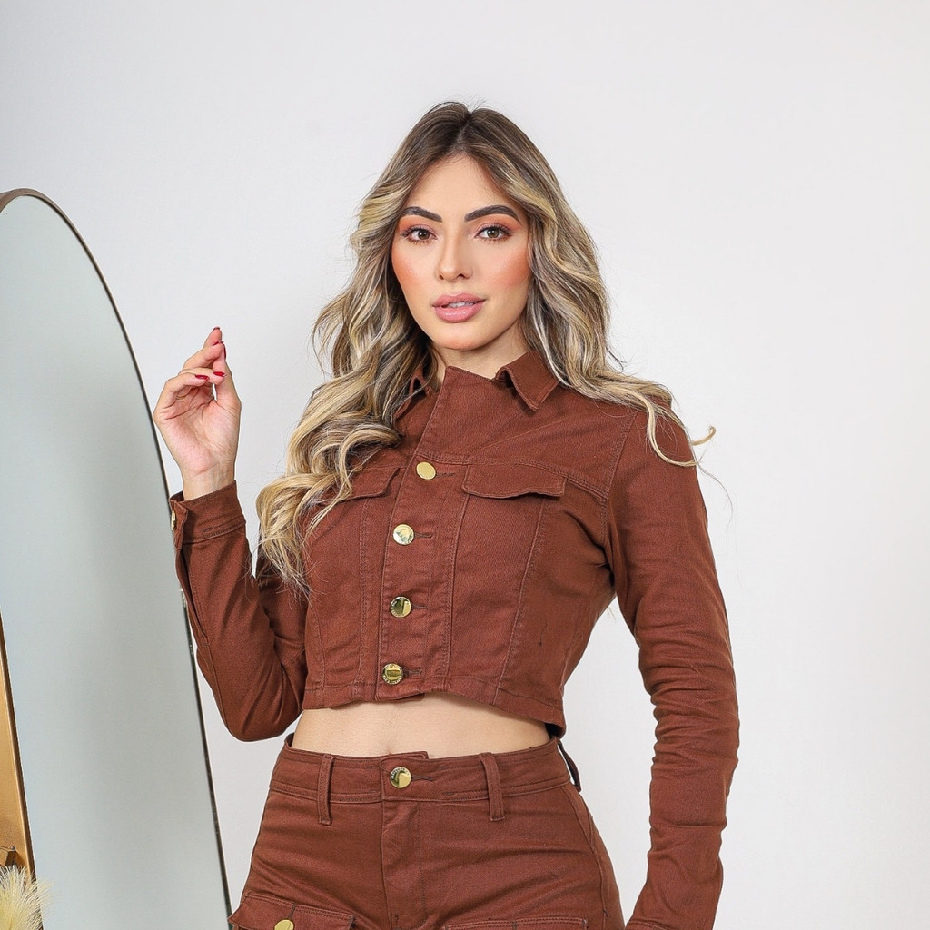 Jaqueta Cropped Jeans Elegante Premium