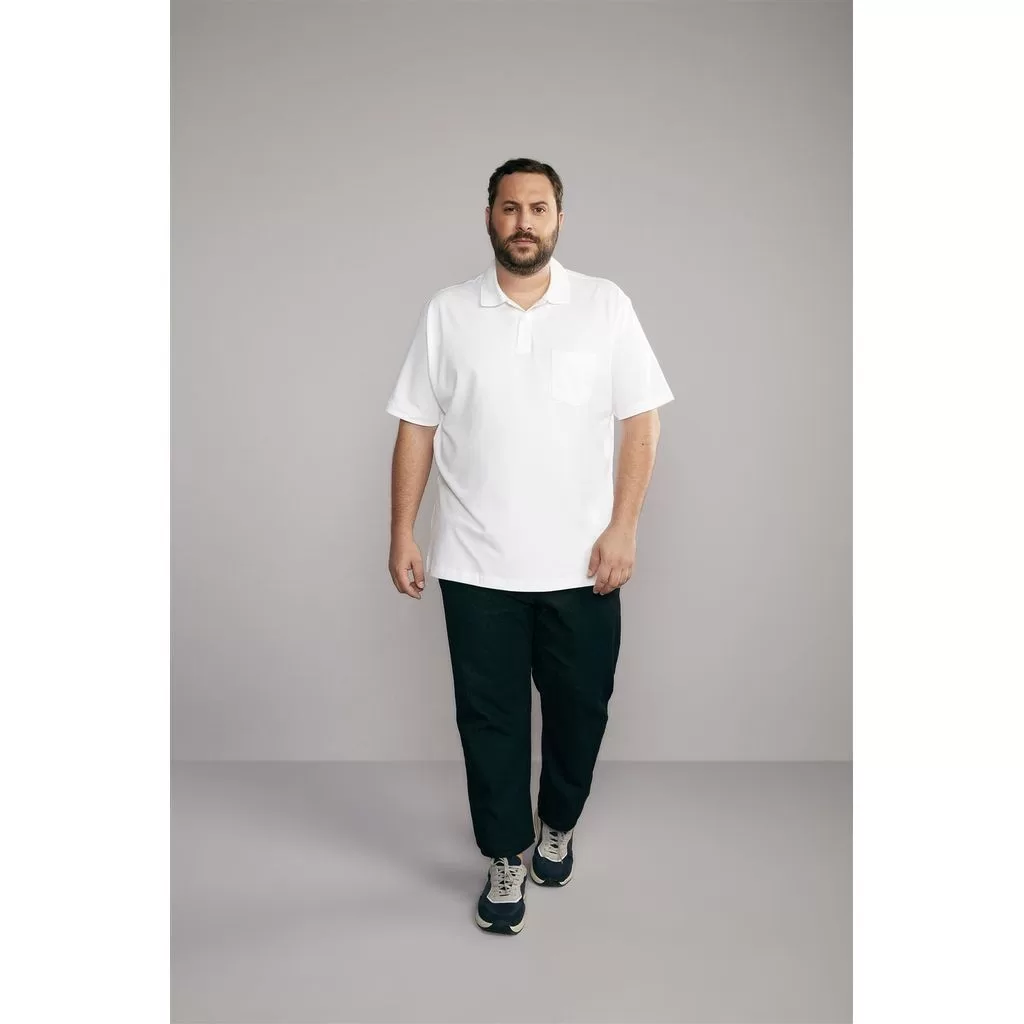 Polo Manga Curta com Bolso Comfort Piquet – Branco