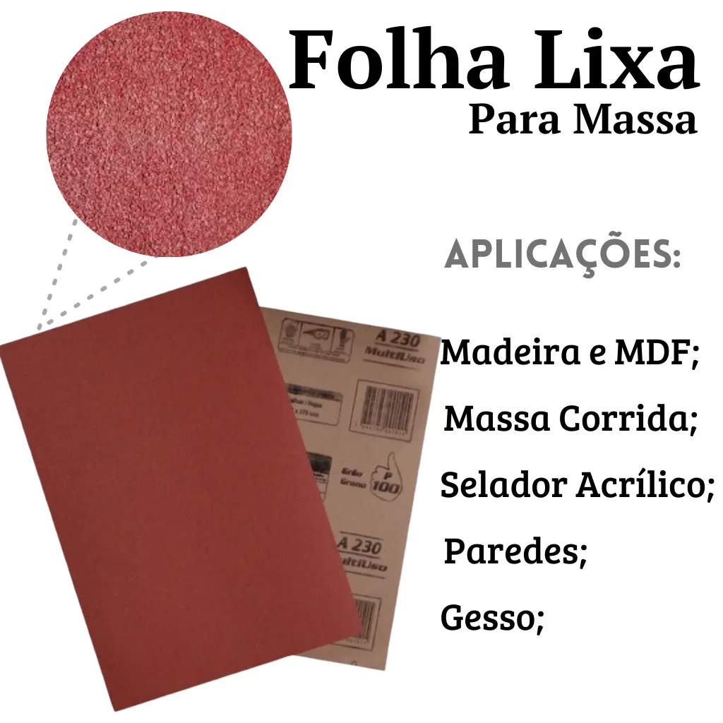 Lixa Multiuso Para Massa Corrida Madeira Mdf e Gesso P220