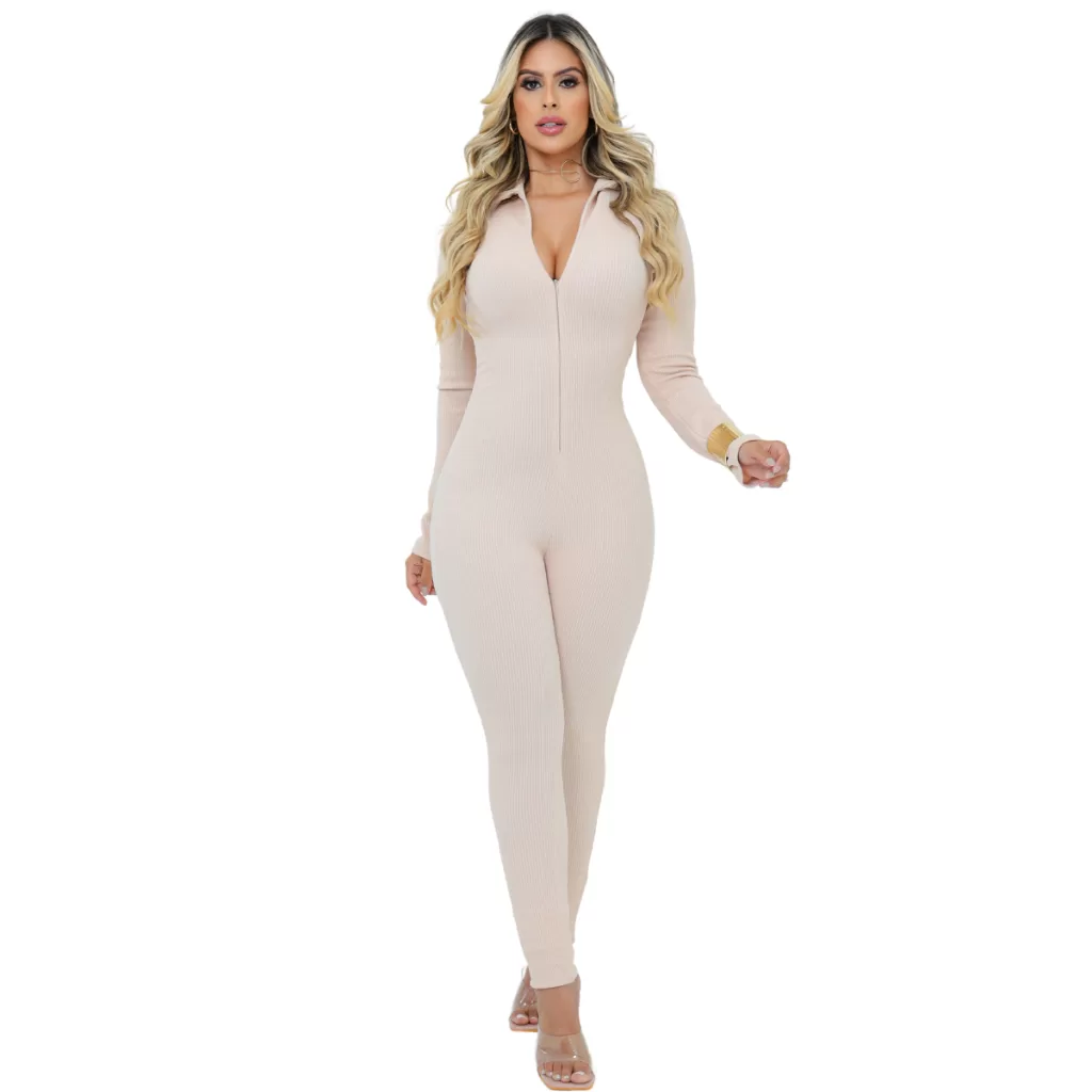 Macacão Virgínia longo com zíper manga longa