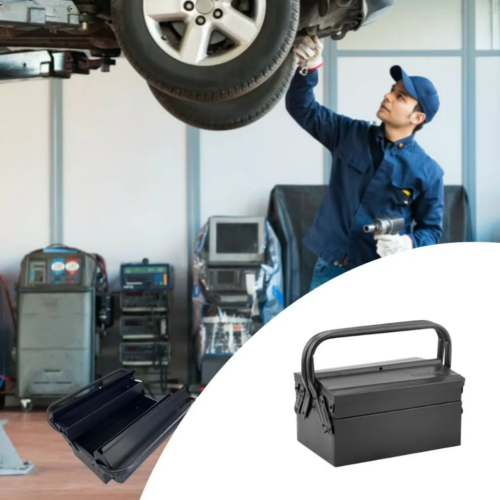 Caixa maleta organizadora de ferramentas para oficina com 3 gavetas metálicas até 21kg 30x19x16cm