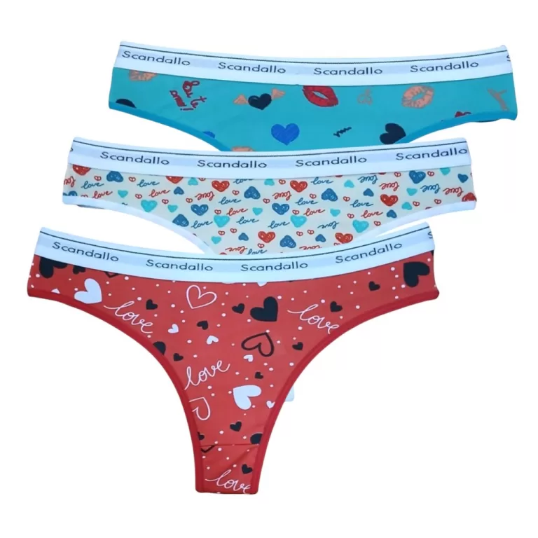 Kit 3 Calcinha Fio Dental Estampada Confortável D