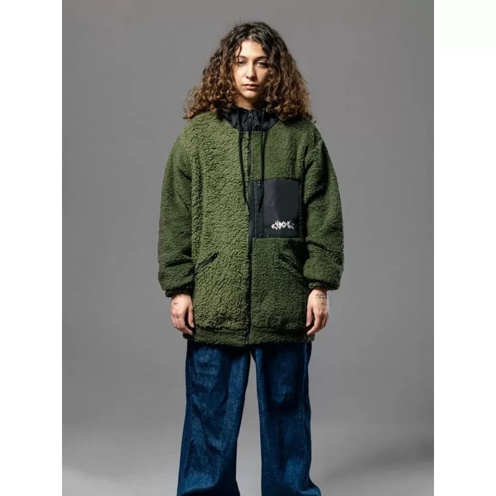 Jaqueta Com Zíper Sherpa Com Capuz Chronic 18 Verde