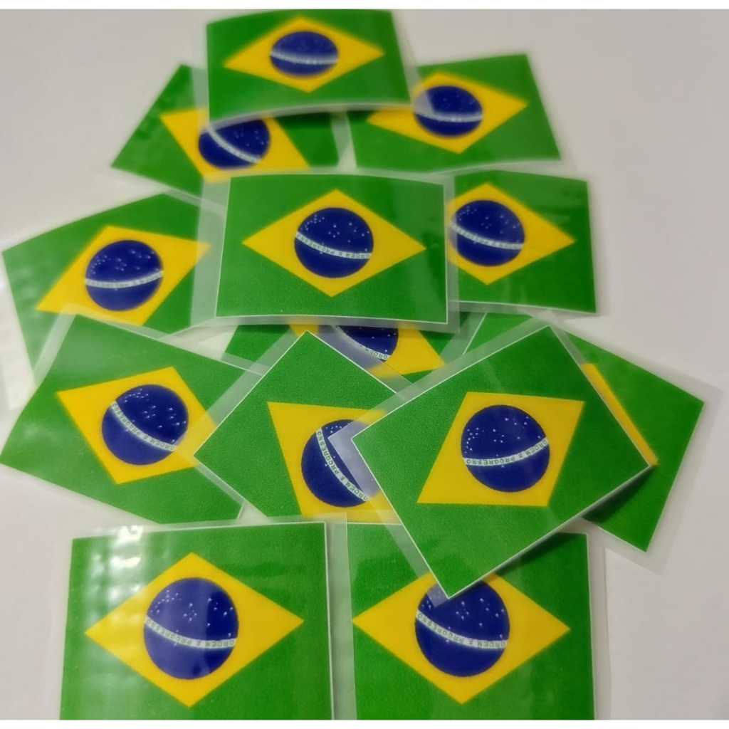kit estampas DTF Bandeira Brasil 5×3,5cm para mangas camiseta facil aplicacao com ferro passar