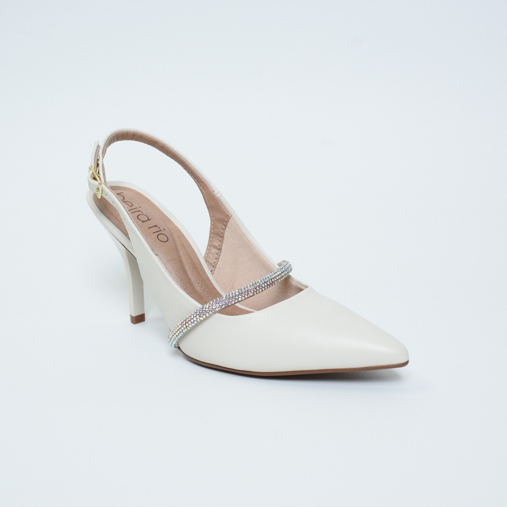 Scarpin Beira Rio Tira Strass Salto Fino Feminino