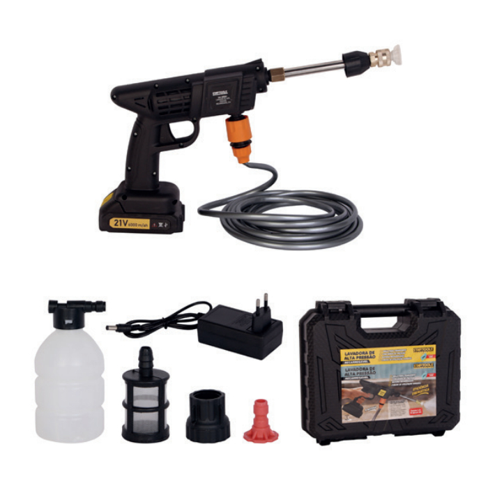 LAVADORA DE ALTA PRESSAO RECARREGAVEL 21V – 