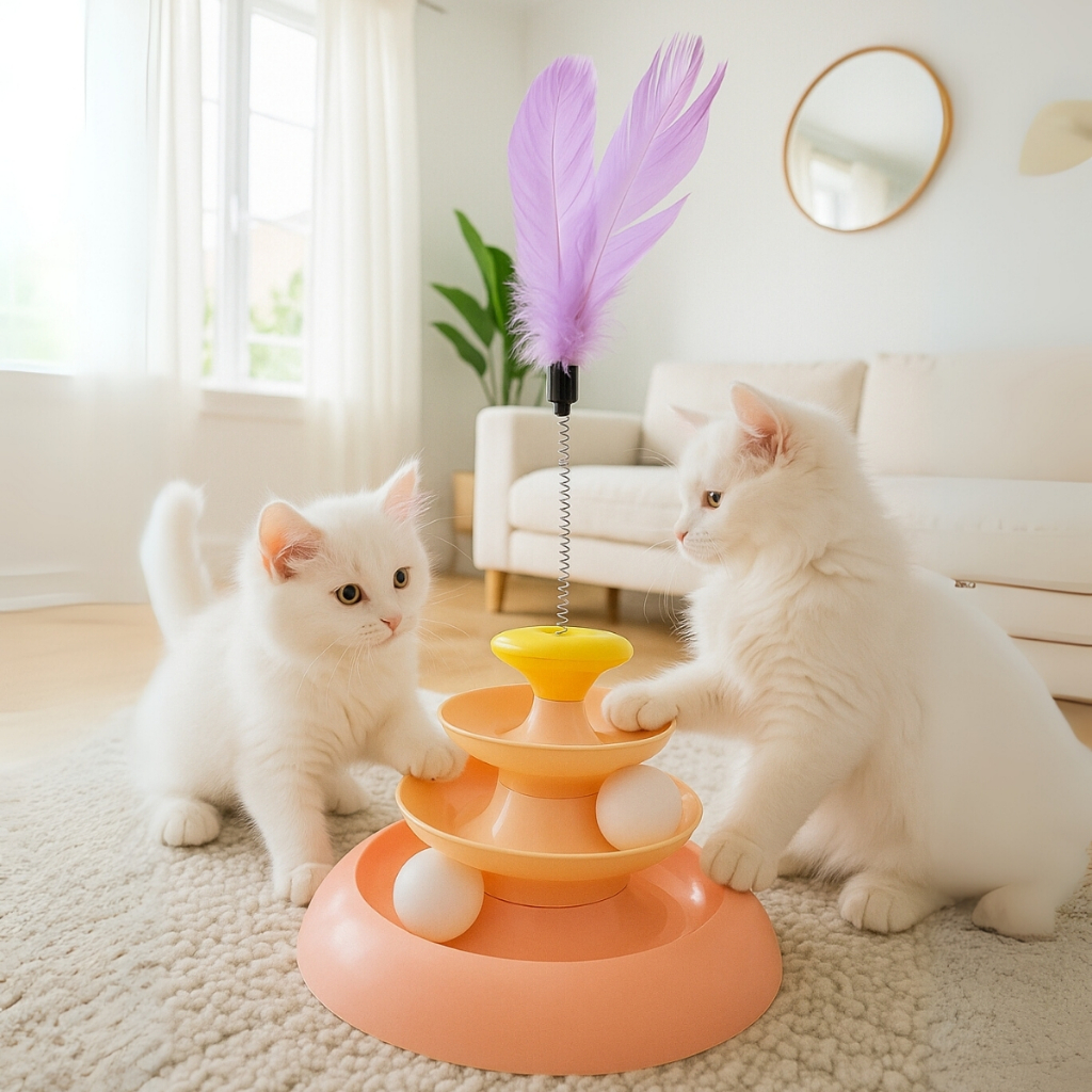 Kit 7 Brinquedos Interativo Aleatórios Pet Para Gatos Interativa com Varinha Pena Bolinhas Ratinhos