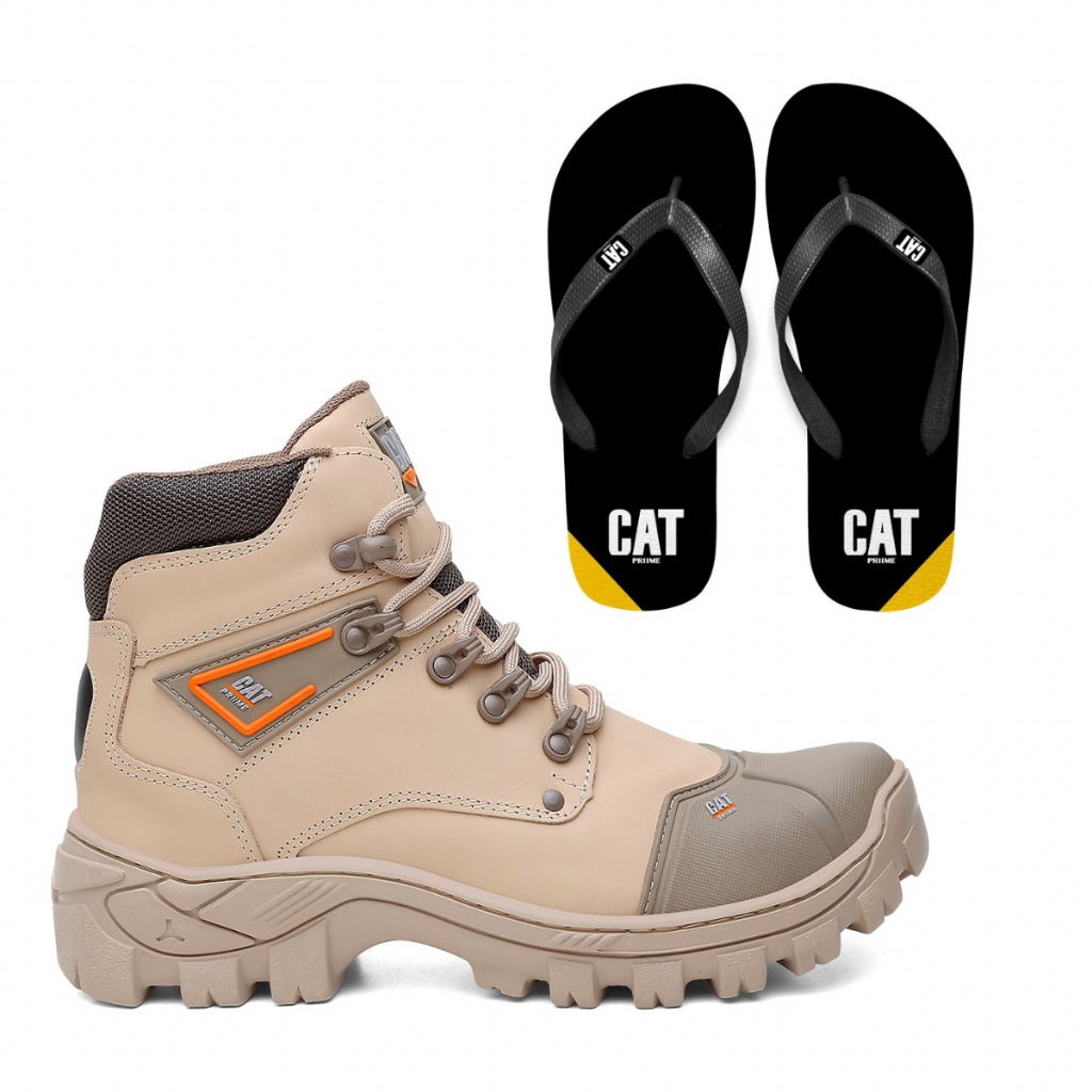 BOTA MASCULINA CANO MÉDIO CONFORTO E SEGURANÇA COM C.A 47751 + CHINELO BASIC