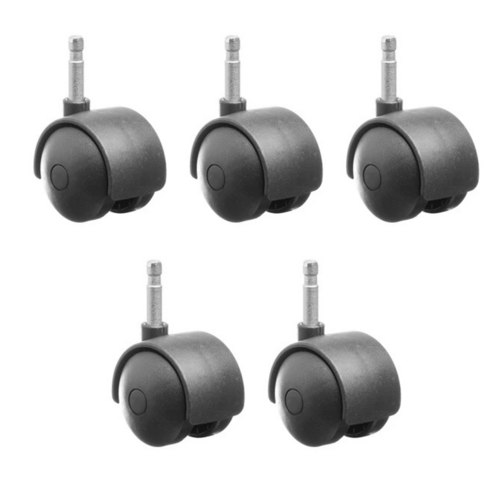 Rodinhas Giratória para Fruteira, Andador de bebê Rodizio 40mm Pino 6mm Preto kit 5 rodas