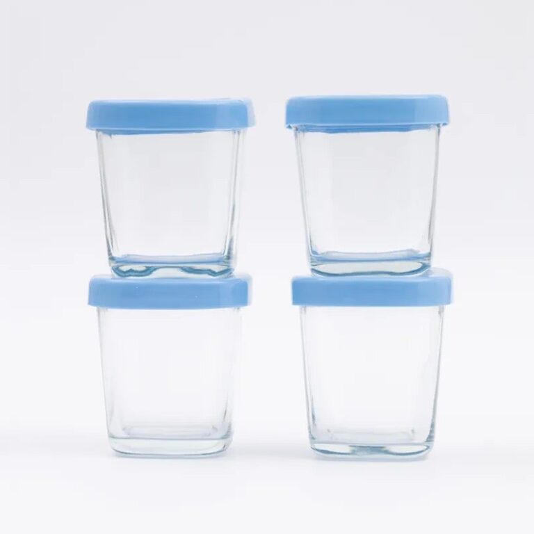Kit 4 Potes de Vidro para Armazenamento de Leite M